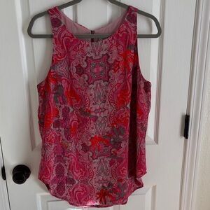 CAbi Pink and Red Paisley Tank Top